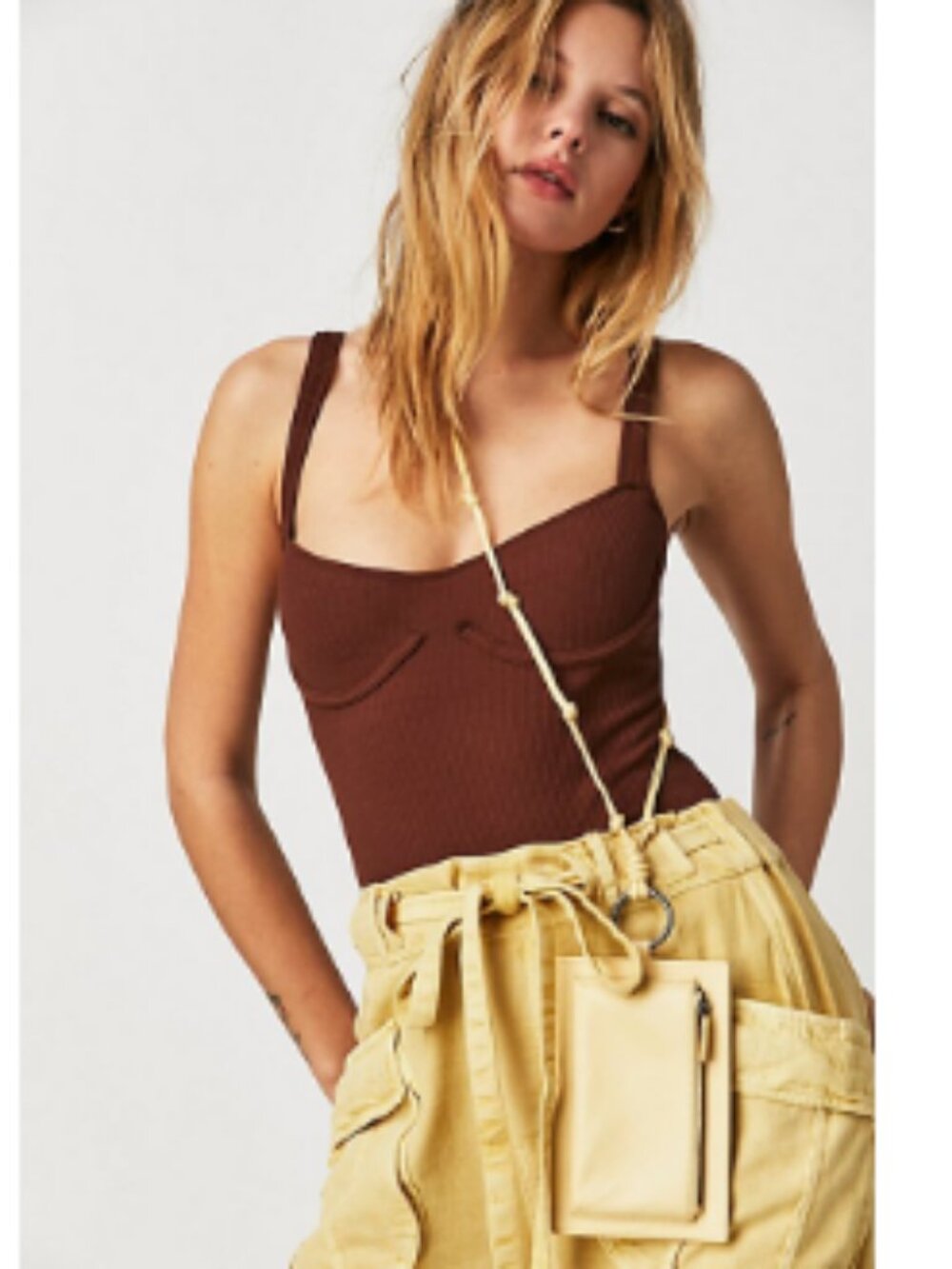 NEW NWT Free People Sun's Out Crossbody Banana Cream Yellow Bag Handbag Wallet